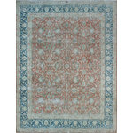 Noori Rug - Fine Vintage Distressed Fujo Rust and Blue Rug, 9'8x13'2 - This rug from our fine vintage distressed collection combines traditional Persian and Turkish patterns, featuring a faded color palette. The collection will give a traditional flair to your space. It also showcases a distressed motif for a touch of antiqued appeal. To extend the life of this rug, we recommend to always use a rug pad. Professional cleaning only.