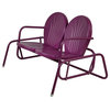 2-Person Outdoor Retro Metal Tulip Double Glider Patio Chair Purple