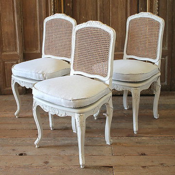 Set of 6 French Country Louis XV Style Cane Back Dining Chairs