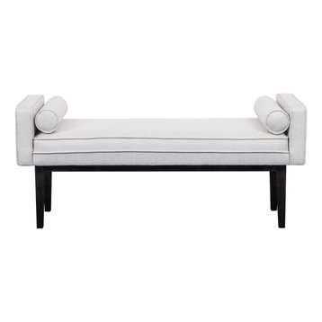 Upholstered End of Bed Bench, Natural White
