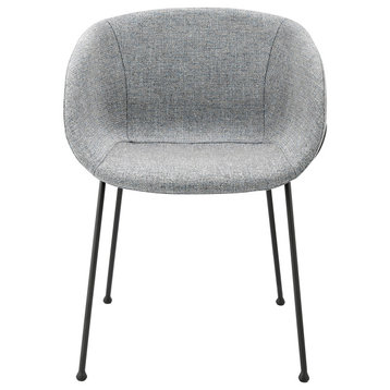 Zach Armchair, Gray-Blue Fabric and Black Legs Set of 2
