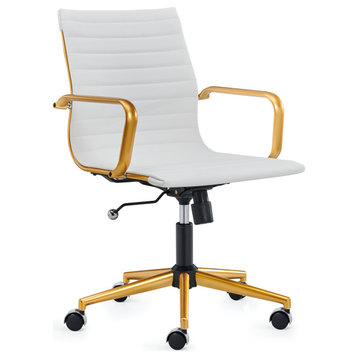 LUXMOD® Gold Office Chair, Ergonomic Desk Chair,Modern Executive Chair., Gold-White