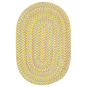 Hipster Kids and Playroom Braided Rug Yellow Multi 2'x4' Oval