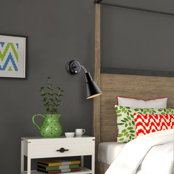 Ramezay 1-Light Plug-In or Hardwire Task Wall Sconce, Chrome Gooseneck, Matte Bl