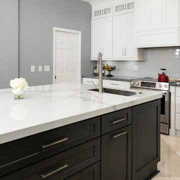Tranquil color paint on wall " morning fog" matching perfectly with the glass ba