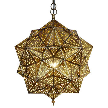 Brass Origami Star Pendant Lantern Small