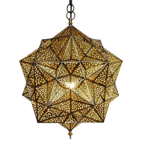 Brass Origami Star Pendant Lantern Small