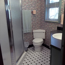 Six-by-six corner bathroom