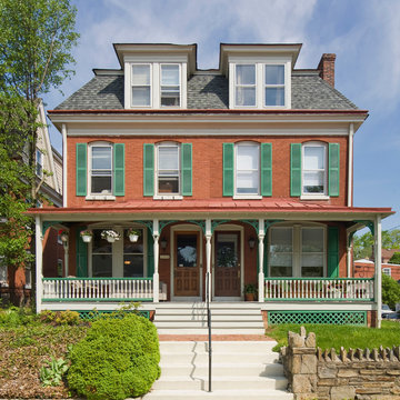 Front view, the unit on the left was renovated to complement its twin.