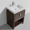 Levi 24" Bathroom Vanity With Cubby Hole, High Gloss White, Rose Wood