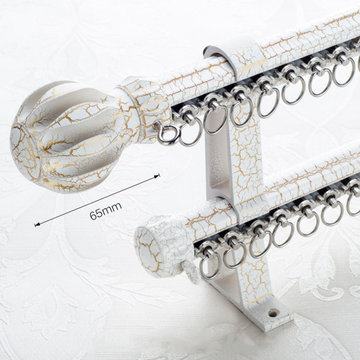 QYR11 Keira White Crack Champagne Aluminum Alloy Curtain Rod Set With Rollers an