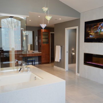 Large Contemporary Master Bath in McLean