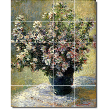 Claude Monet Flowers Painting Ceramic Tile Mural #28, 17"x21.25"