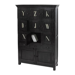 Vintage Farmhouse Black Alphabet Cabinet - China Cabinets And Hutches