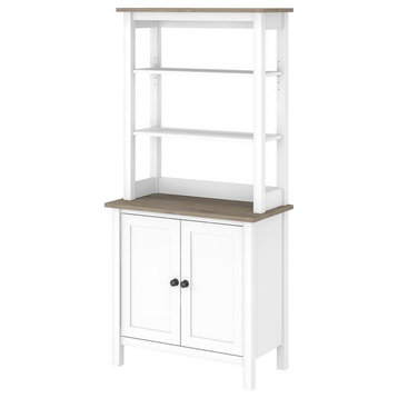 Pemberly Row Modern Furniture 5 Shelf Bookcase with Doors in White