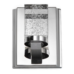 Multi Color 1-Light K9 Crystal Cube Shade Stainless Steel Base Wall Sconce - Bathroom Vanity Lighting