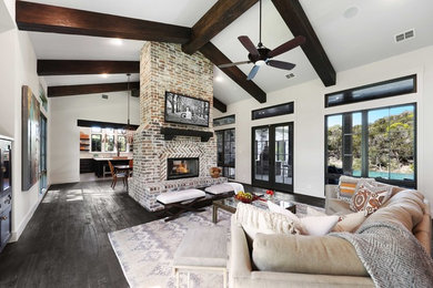 Transitional family room photo in Austin