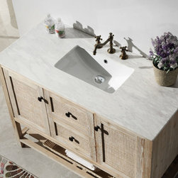 48 inch Rustic White Wash Bathroom Vanity Marble Top - Bathroom Vanities And Sink Consoles