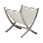 Monarch Specialties I 2036 White Leather-Look/Chrome Metal Magazine Rack