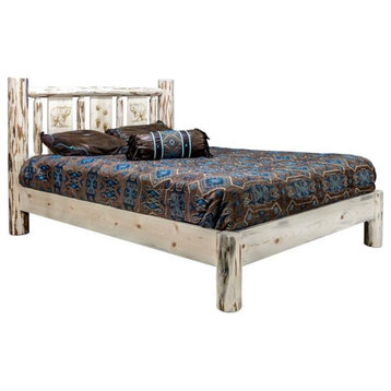 Montana Woodworks Wood California King Platform Bed with Bear Design in Natural