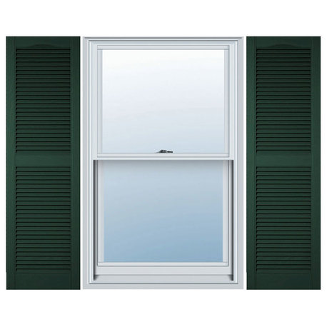 12" x 36" Lifetime Vinyl Cathedral 2-Equal Louver Shutters, Green 122