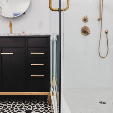 Decorative Tile Shower & Flooring, Shower Enclosure, Vanity & Fixtures