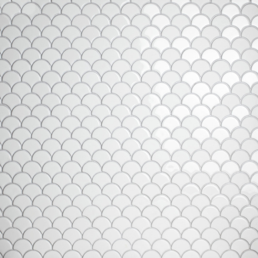 Expressions Scallop White Glass Floor and Wall Tile