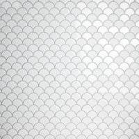 Expressions Scallop White Glass Floor and Wall Tile