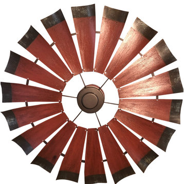 52 Inch Weathered Barn Red Finish with Patina Bronze Tips Windmill Ceiling Fan |