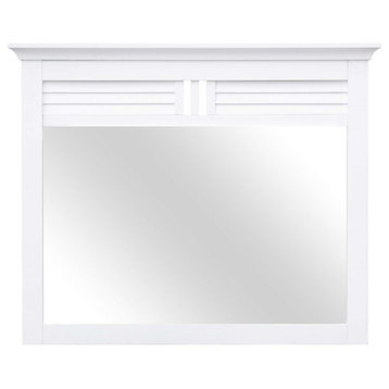 Sunset Trading Shutter Contemporary Coastal Wood Mirror in White