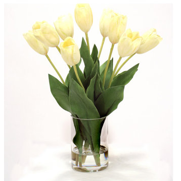 Waterlook® White Dutch Tulips in Glass Cylinder