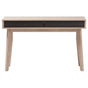 Fella Mid-Century Modern 2-Drawer Oak and Gray Wood Study Desk
