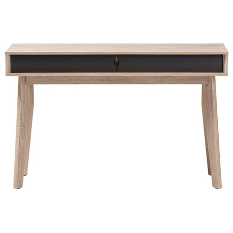 Fella Mid-Century Modern 2-Drawer Oak and Gray Wood Study Desk