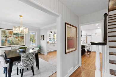 Inspiration for a mid-sized timeless medium tone wood floor kitchen/dining room combo remodel in Minneapolis