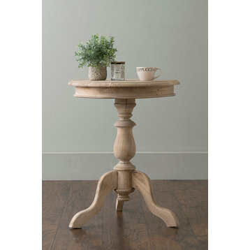 East at Main Blackford Brown Rubberwood Round Accent Table