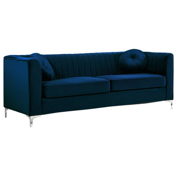 Isabelle Velvet Upholstered Sofa, Navy
