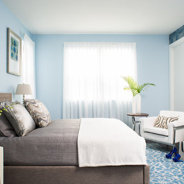 Master Bedroom In Cool Silver and Calm Blue : Main After