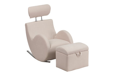 Flash Furniture Hercules Series Beige Fabric Rocking Chair With Storage Ottoman