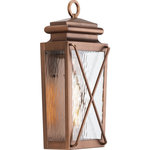 Progress Lighting - Wakeford 1-Light Antique Copper Clear Water Transitional Outdoor Wall Light - Integrate a nostalgic look with modern sophistication with the Wakeford Collection 1-Light Antique Copper Clear Water Transitional Outdoor Small Wall Lantern Light.