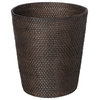 Loma Round Rattan Paper Waste Basket, Espresso