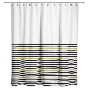 Black and Gold Stripe Shower Curtain