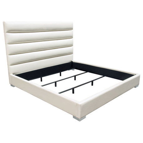 Bardot Channel Tufted Eastern King Bed, White