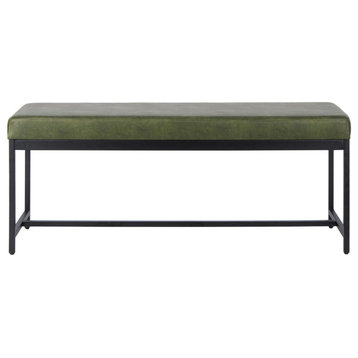 Barry Faux Leather Bench Dark Green