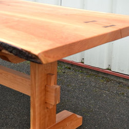 Live Edge Cherry Dining Table with Trestle Base - Dining Tables