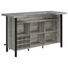Coaster Farmhouse Wood Storage Bar Unit with Metal Frame in Gray
