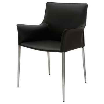 Colter Leather Dining Armchair, Black