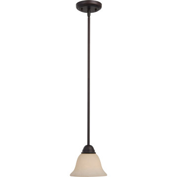 Manor 1-Light Mini Pendant, Oil Rubbed Bronze With Frosted Ivory Glass/Shade