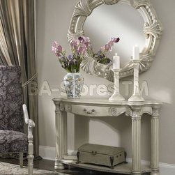 Monte Carlo II Console Table with Mirror Set in Silver Pearl by Michael Amini - Wall Mirrors