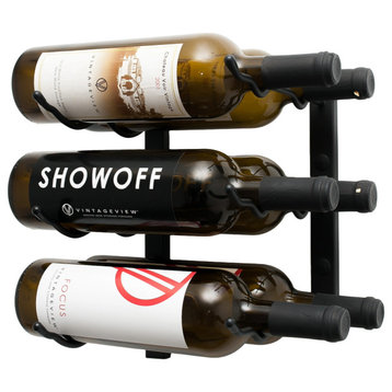 W Series Wine Rack 1 Wall Mounted Metal Wine Rack, Matte Black, 6 Bottles (Double Deep)