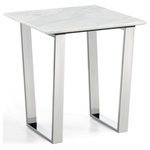 Meridian Furniture - Carlton Chrome End Table - Pull your living room together with this stunning Carlton chrome end table by Meridian Furniture. This gorgeous contemporary chrome end table features a solid stone top that offsets its rich chrome stainless steel legs, providing the perfect contrast for a modern look. A shiny chrome finish ensures this table will be the highlight of your living room.